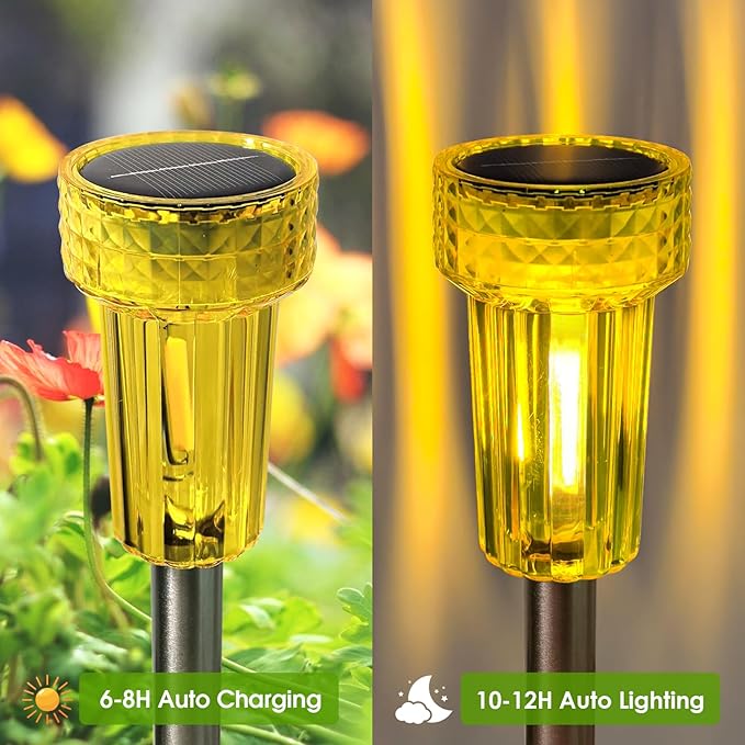 DERAYSION Solar Lights Outdoor LED ​Orange Waterproof Pathway Lights Yard Auto - Image 6