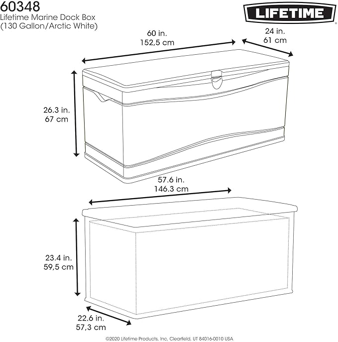 LIFETIME Outdoor Storage Deck Box, 130 Gallon, Arctic White, UV-Protected - Image 8