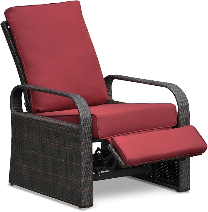 Outdoor Recliner, Outdoor Resin Wicker Patio Recliner Chair - Image 7
