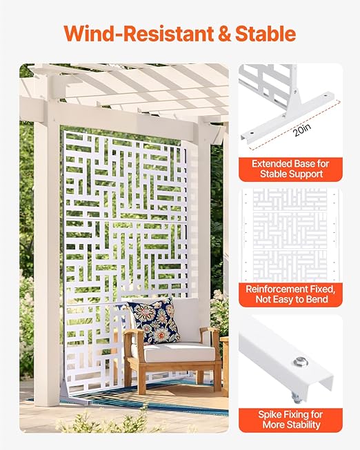 VEVOR Metal Privacy Screen, Freestanding Outdoor Divider - Image 3
