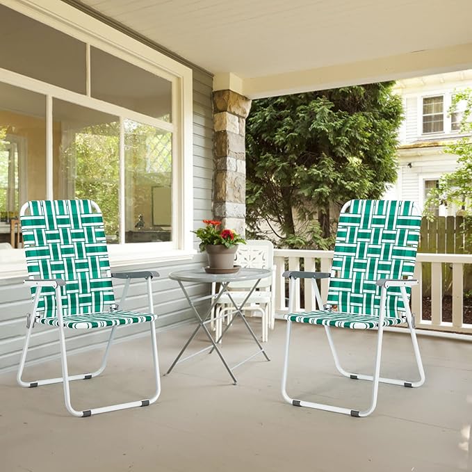 VINGLI Patio Lawn Webbed Folding Chairs1 Piece, Outdoor Beach Chair Portable - Image 6