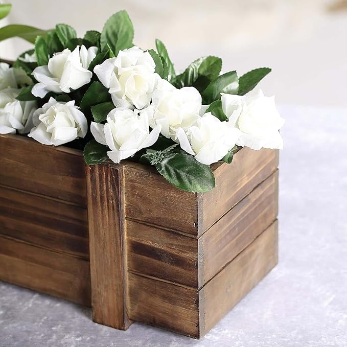Efavormart 24"x6" Smoked Brown Rectangle Wood Planter Box - Image 2