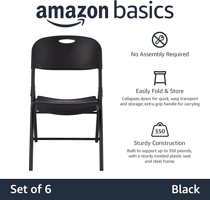 Amazon Basics Sturdy Foldable Plastic Chair, 350-Pound Capacity - Image 4