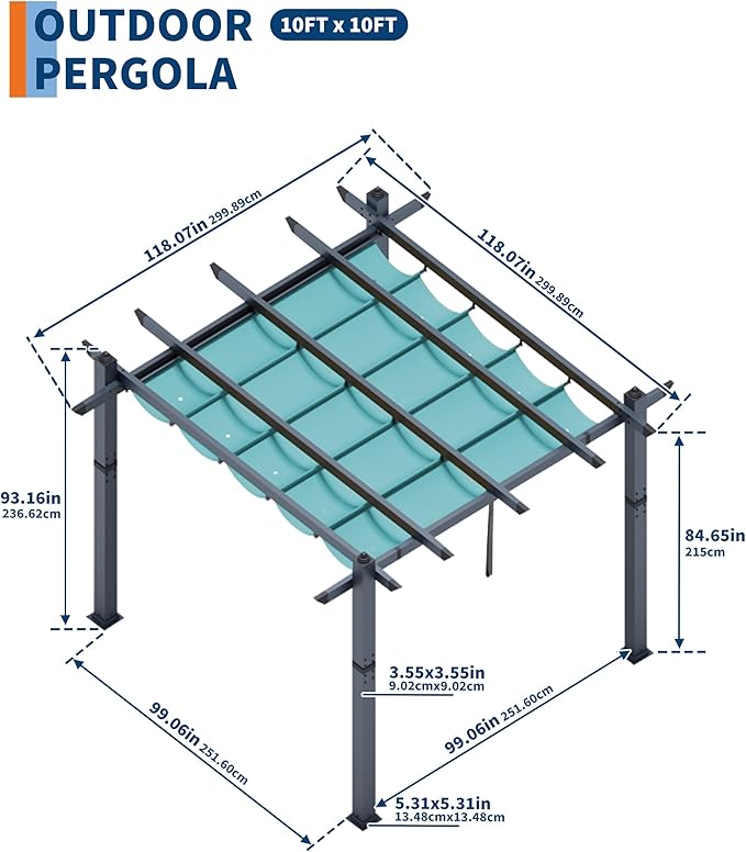 10 x 10 ft Aluminum Pergola - Image 3