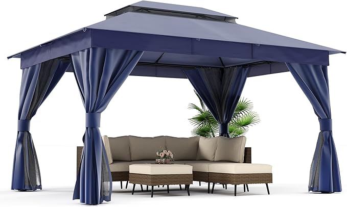 LAUSAINT HOME Semi-Permanent Outdoor Patio Gazebo 10'x13', Heavy Duty Party - Image 4