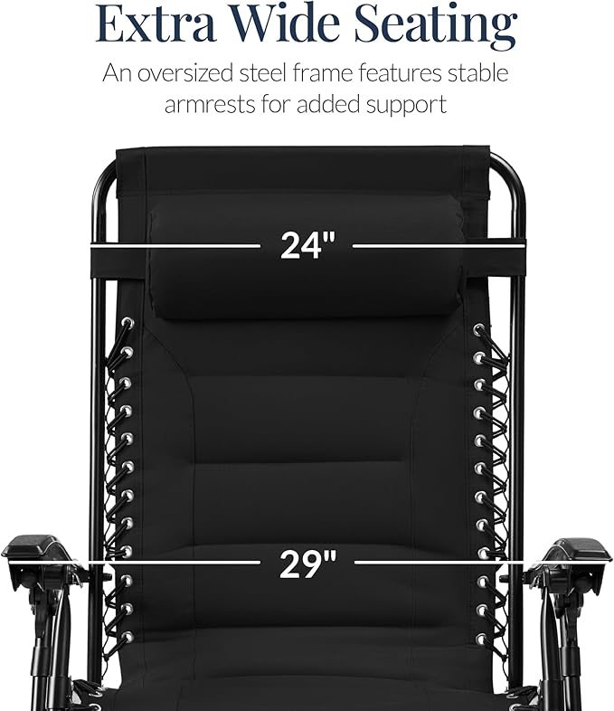 Best Choice Products Oversized Padded Zero Gravity Chair, Folding Outdoor Patio - Image 3