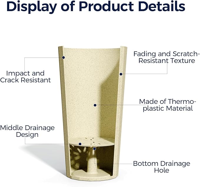 23.6" H Tall Planters for Outdoor Plants, 2 Pack Large Outdoor Planters for - Image 4