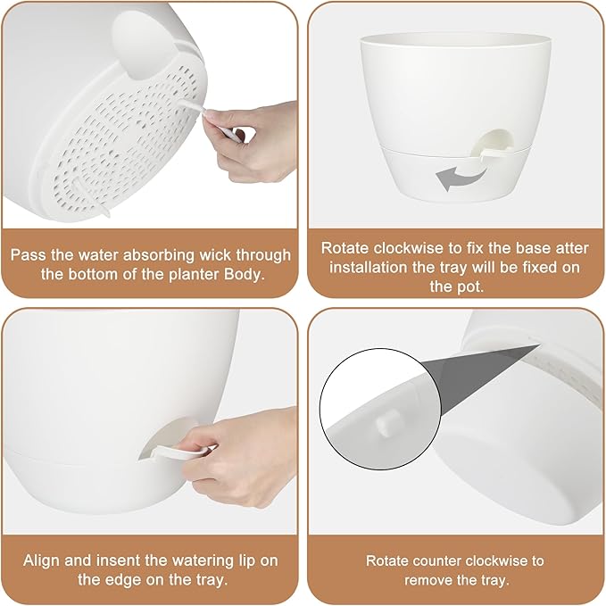 Plant Pots 12/10/9 Inch Self Watering Pots, Plastic Flower Pots, Nursery - Image 2
