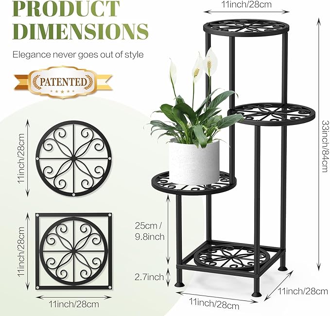 4 Tier Plant Stand Outdoor Indoor, Metal Flower Shelf Display Holder - Image 2