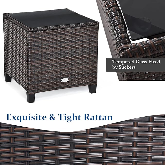 Tangkula 3 Pieces Patio Furniture Set, PE Rattan Wicker 3 Pcs Outdoor Sofa Set - Image 5