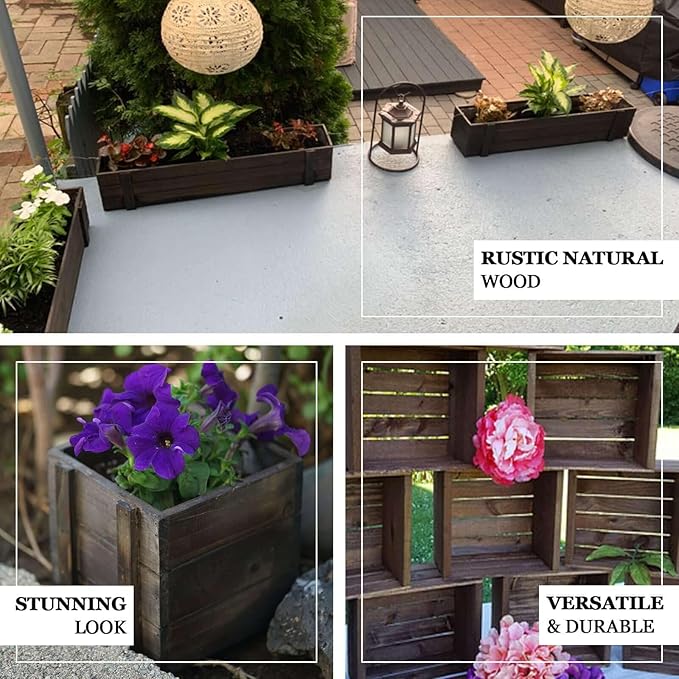 Efavormart 24"x6" Smoked Brown Rectangle Wood Planter Box - Image 4