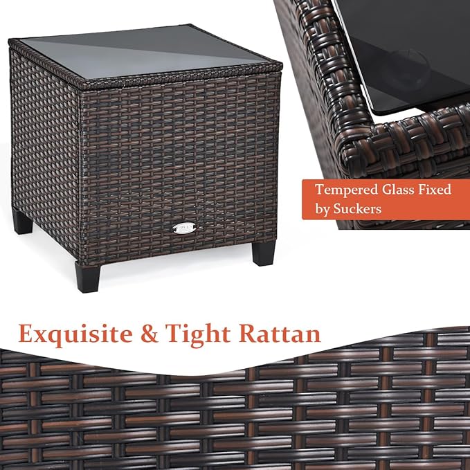 Tangkula 3 Pieces Patio Furniture Set, PE Rattan Wicker 3 Pcs Outdoor Sofa Set - Image 7