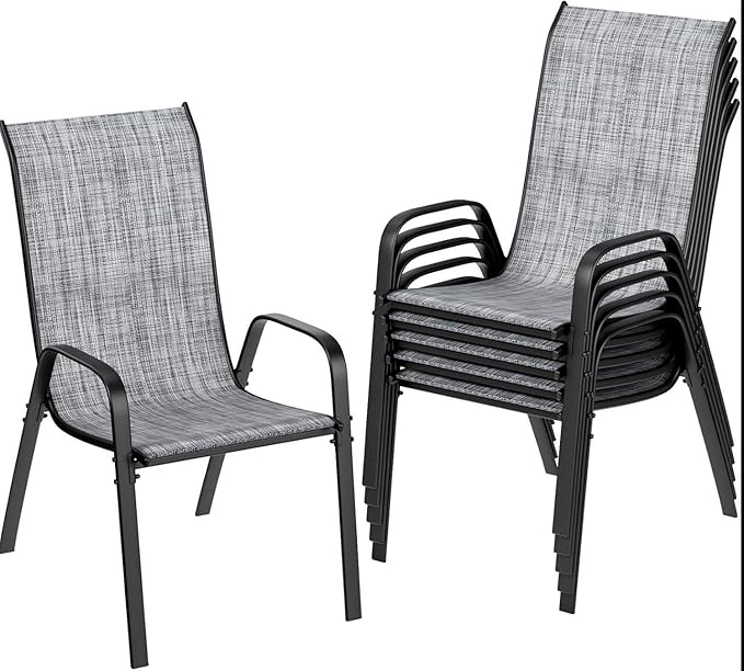 MAMIZO Patio Dining Chairs, Stackable All Weather Teslin Chair, Heavy Duty by MAMIZO