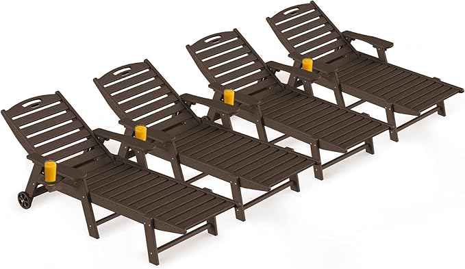 Ciokea Outdoor Lounge Chair Set of 4, All Weather Patio Chaise Lounge Chair by CIOKEA