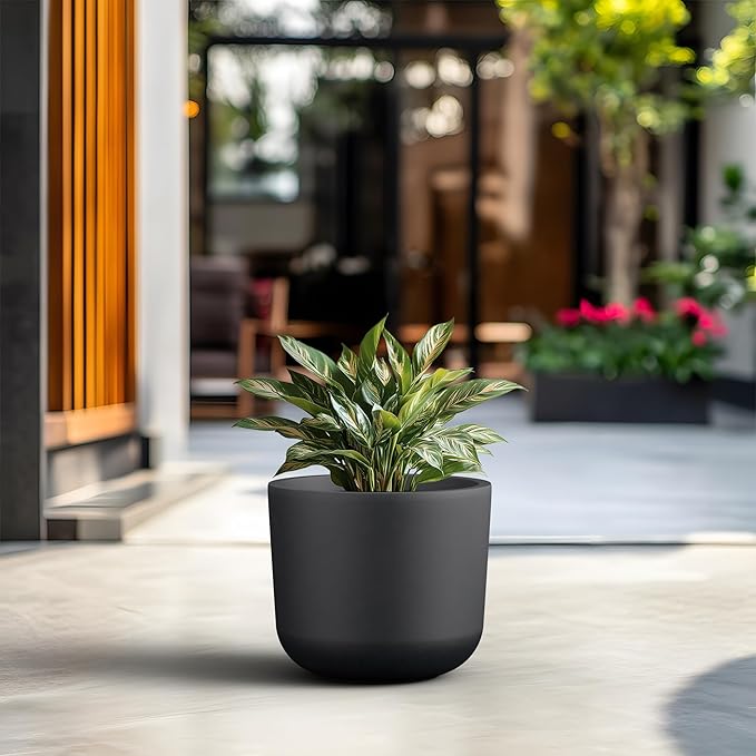 Kante Round Concrete Planter, 13.2 Inch Dia Classic Style Large Plant Pot - Image 3