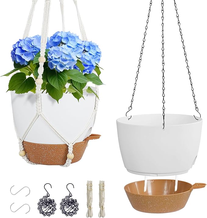 10 inch Self Watering Hanging Planters, 2 Pack Hanging Baskets by Meowell