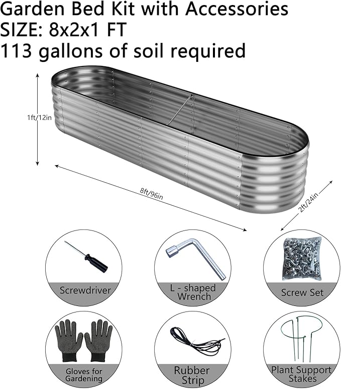 Galvanized Metal Planter Round Raised Garden Bed Kit - Image 2
