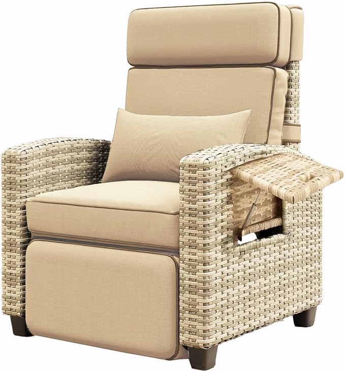 Garvee Outdoor Recliner Chair, 145° Adjustable Backrest & Footrest Lounge Chair by Garvee