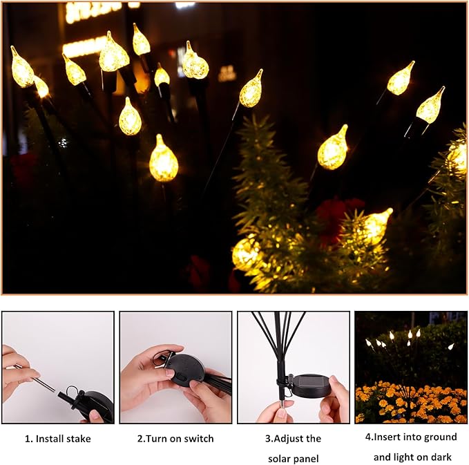 2 Pack Each 8 LEDs Solar Garden Lights Waterproof Outdoor Landscape Path - Image 5
