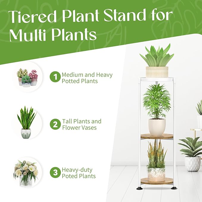 iDavosic.ly 3 Tier Corner Plant Stand Indoor, 34 Inch Tall Vertical Metal - Image 4