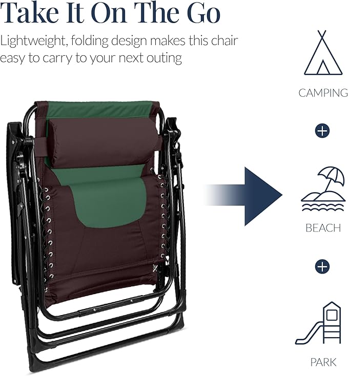 Best Choice Products Oversized Padded Zero Gravity Chair, Folding Outdoor Patio - Image 6