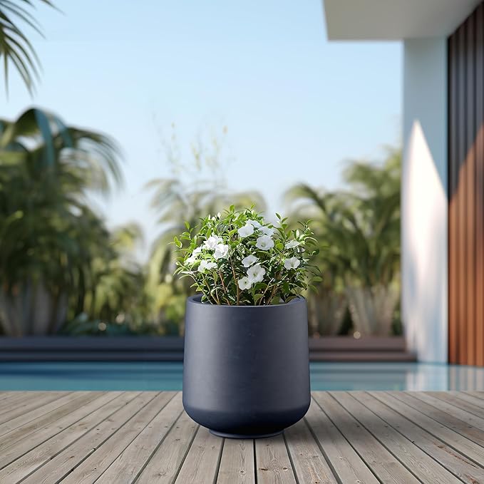 Kante 15.3" Dia Round Concrete Planter, Outdoor Indoor Large Plant Pots - Image 5