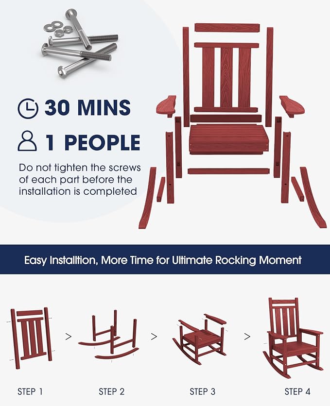 KINGYES Oversized Outdoor Rocking Chair Set of 2, All-Weather Patio Rocking - Image 5
