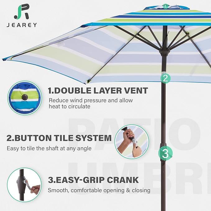 JEAREY 7.5FT Patio Umbrella Market Table Umbrella - Image 5
