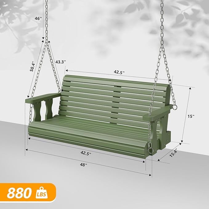 VINGLI Upgraded Patio Wooden Porch Swing - Image 4