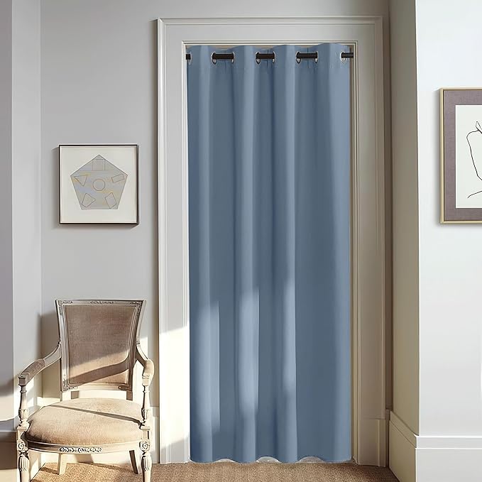 NICETOWN Stone Blue Blackout Doorway Curtain 80 inches Long by NICETOWN