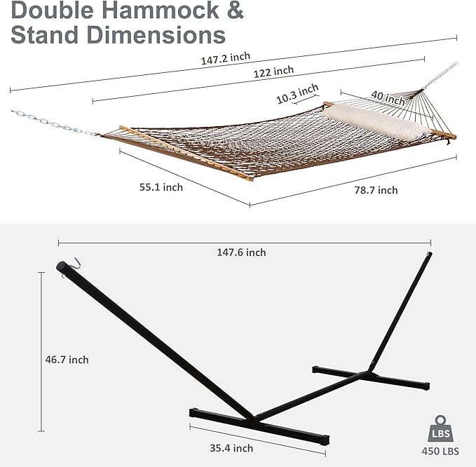 SUNCREAT Portable Hammock with Stand, Heavy Duty Standing Hammock, 450 lbs - Image 6