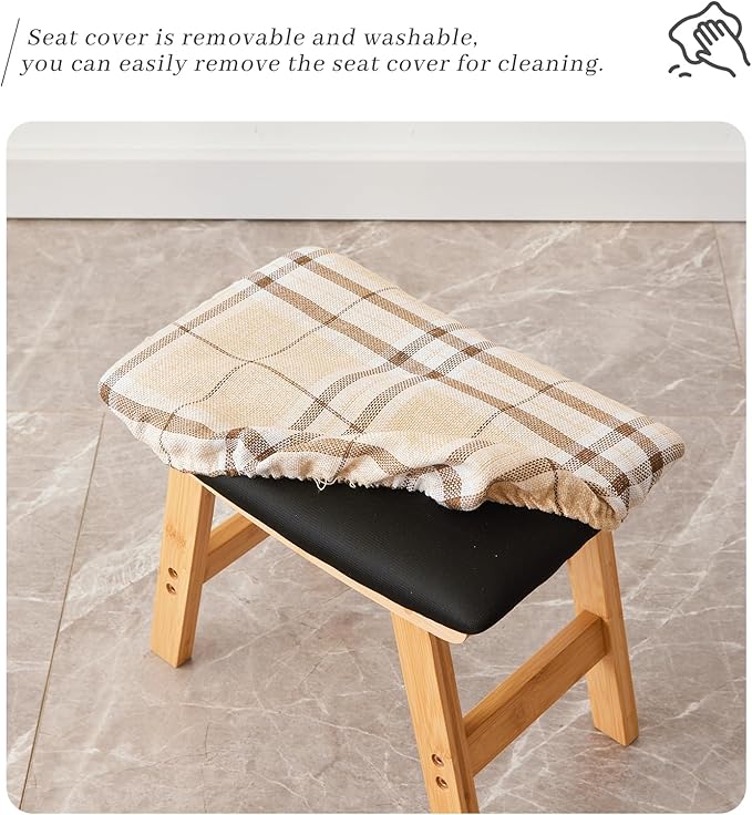 Foot Stool, Bamboo Small Sofa Foot Rest Under Desk, Extra Seating - Image 5