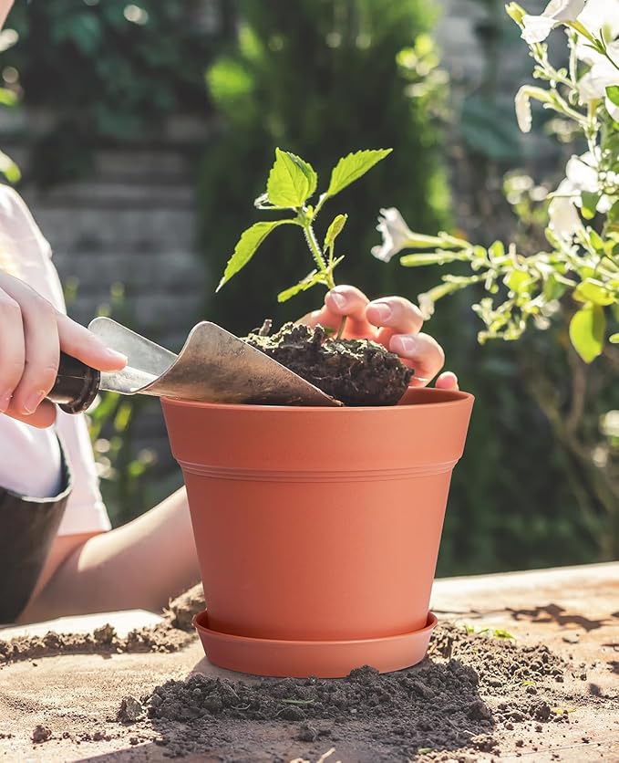 homenote Pots for Plants, 15 Pack 6 Inch Plastic Planters - Image 3