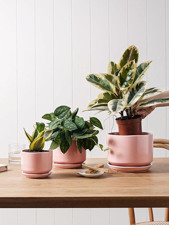 LE TAUCI Ceramic Plant Pots, 4.3+5.3+6.8 inch, Planters - Image 4