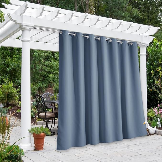 NICETOWN Outdoor Curtains for Patio W100 x L95 inch 2 Pieces, Sun Blocking - Image 7