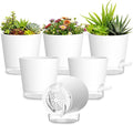 Plant Pots 7 Inch Self Watering Pots, 6 Pack Plastic Planters by SQKH