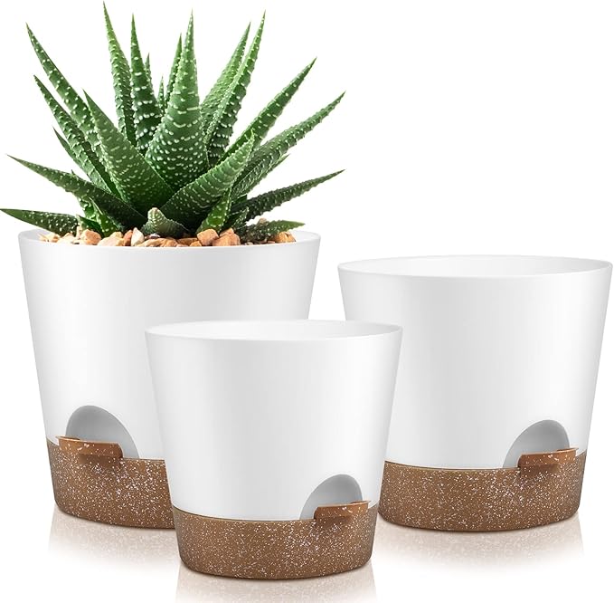 Indoor Outdoor Plant Pots- Self Watering Planters by AFamilyofGardenLovers