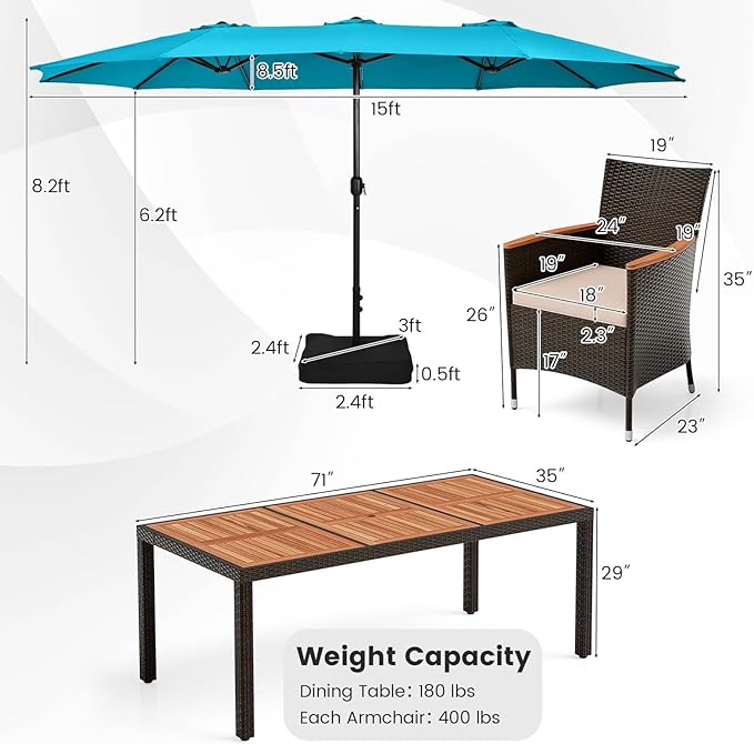 Tangkula 11 Piece Rattan Outdoor Dining Set - Image 6
