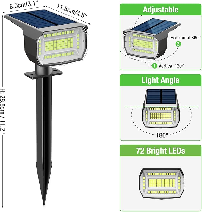nipify 4 Pack Solar Spot Lights Outdoor, Solar Powered Waterproof Spotlight - Image 6