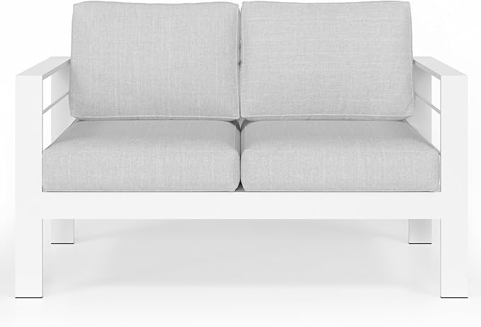 Solaste Outdoor Loveseat Aluminum Patio Furniture Sofa, All-Weather Metal - Image 7