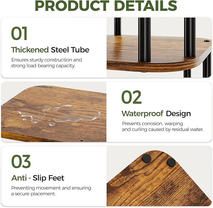 Bamworld Tall Plant Stand Indoor, Corner Plant Shelf - Image 6