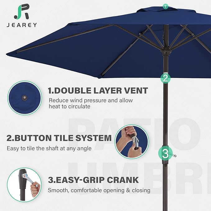 JEAREY 7.5FT Patio Umbrella Outdoor Table Umbrella - Image 4