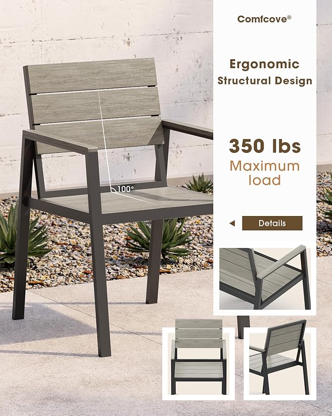 Outdoor Patio Dining Table, HDPS & Aluminum Outdoor Table - Image 4