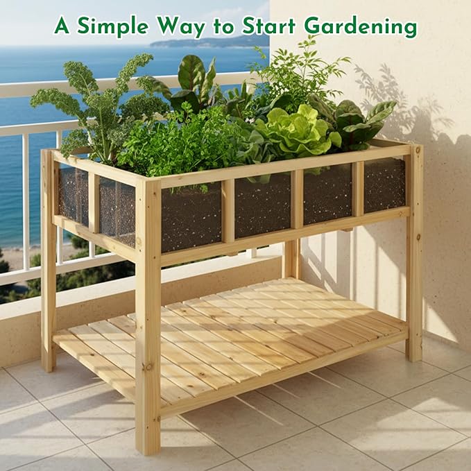 Raised Garden Bed with Transparent Acrylic Panels, Elevated Wooden Raised - Image 8