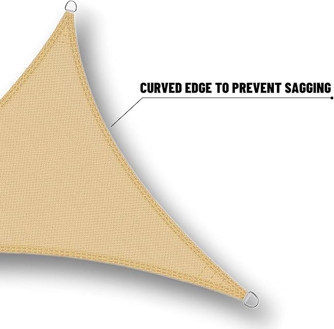 SUNNY GUARD Waterproof Sun Shade Sail 10' x 10' x 14' Sand Triangle UV Block - Image 4