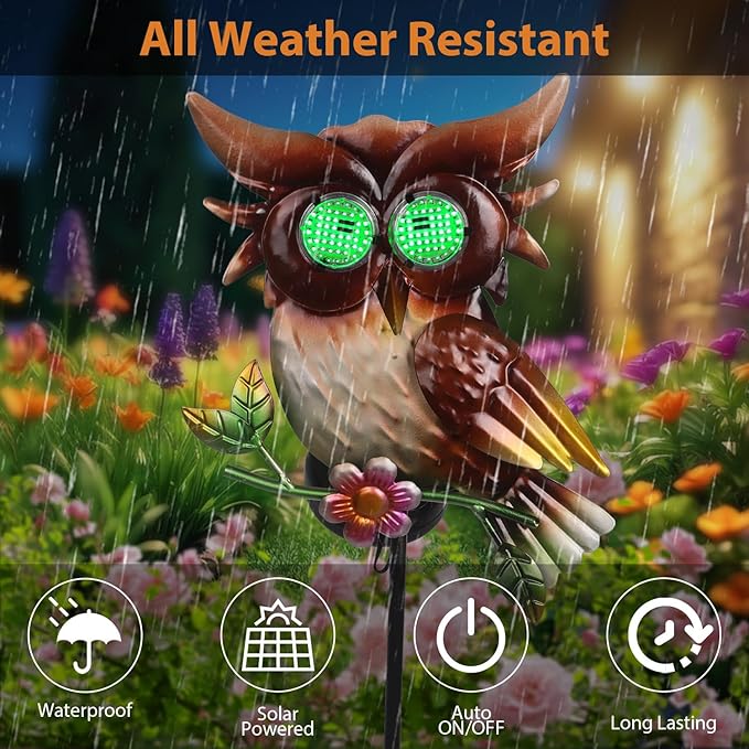 Solar Owl Garden Stakes Decorative - Image 5