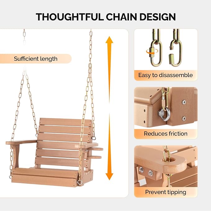 VINGLI Heavy Duty 880 LBS HDPE Porch Swing Outdoor - Image 6