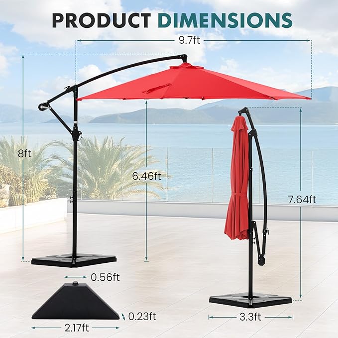 OLIXIS 9.7FT Offset Patio Umbrella - Image 5