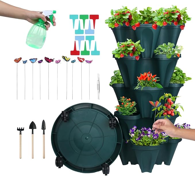 DUNCHATY Stackable Planter, Vertical Strawberry Planter by DUNCHATY