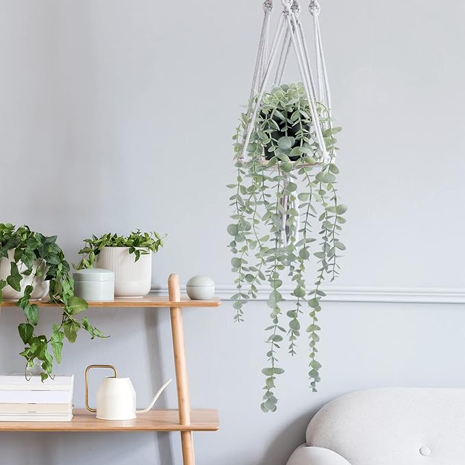 COCOBOO 2 Pcs Artificial Eucalyptus Plants Shelf Hanging Fake Plant in Pot - Image 7